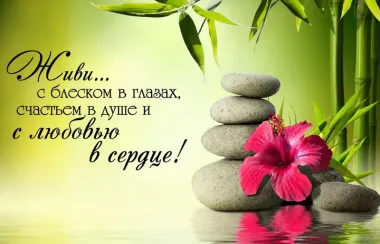 Открытка с пожеланиями Поздравление, красивое пожелание Живи с блеском стильно, прикольно, коротко, своими словами