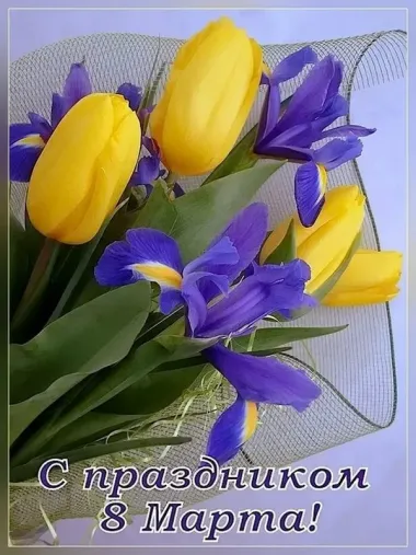 Открытка с пожеланиями Тюльпаны