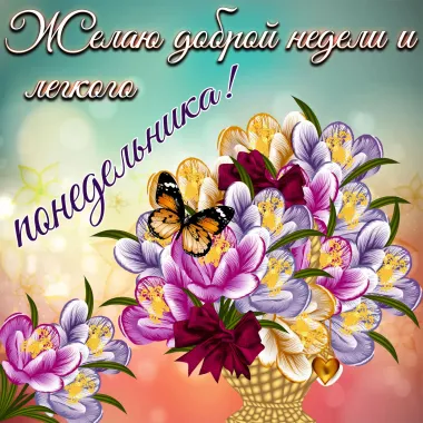 Открытка с пожеланиями Поздравление, красивое пожелание Доброй недели стильно, прикольно, коротко, своими словами
