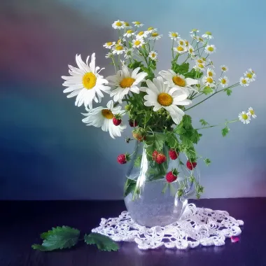 Открытка с пожеланиями Поздравление, красивое пожелание Картинка ромашки стильно, прикольно, коротко, своими словами