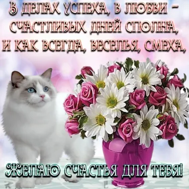 Открытка с пожеланиями Поздравление, красивое пожелание Желаю счастья стильно, прикольно, коротко, своими словами