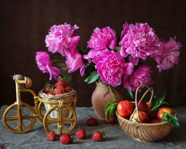 Открытка с пожеланиями Поздравление, красивое пожелание Картинка с пионами стильно, прикольно, коротко, своими словами