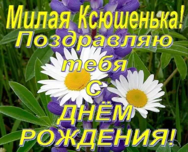 Открытка с пожеланиями Поздравление, красивое пожелание Картинка милой ксюшеньке с стильно, прикольно, коротко, своими словами