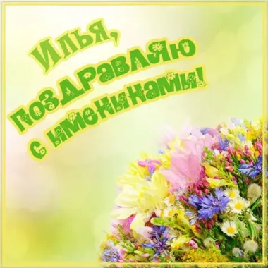 Открытка с пожеланиями Поздравление, красивое пожелание Картинка яркая илья, поздравляю стильно, прикольно, коротко, своими словами